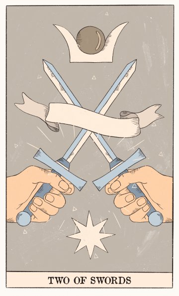 Двойка Мечове (Two of Swords) - Таро карта значение